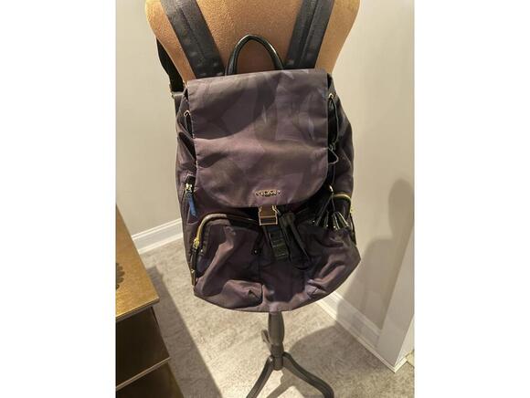 PRISTINE Tumi Voyager Rivas Black Camouflage Nylon Backpack with Gold Hardware main image 9